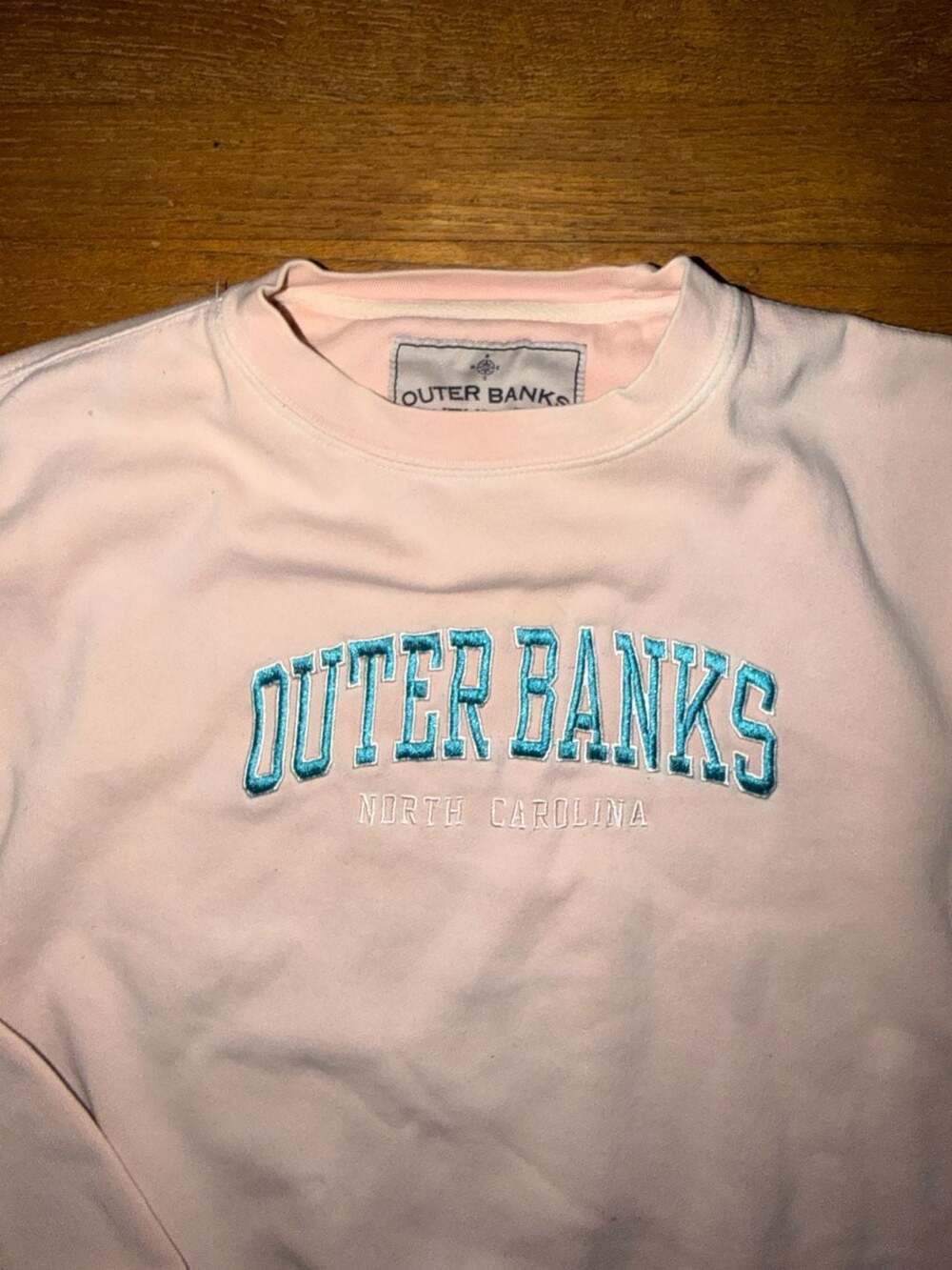 Outer Banks Authentic North Carolina Embroidered Pink Crewneck Sweatshirt - Picture 3 of 3